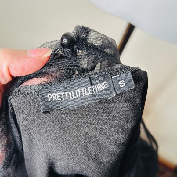 Pretty Little Thing Black Sheer Organza Ruffle Sleeve Top - Picture 4 of 8